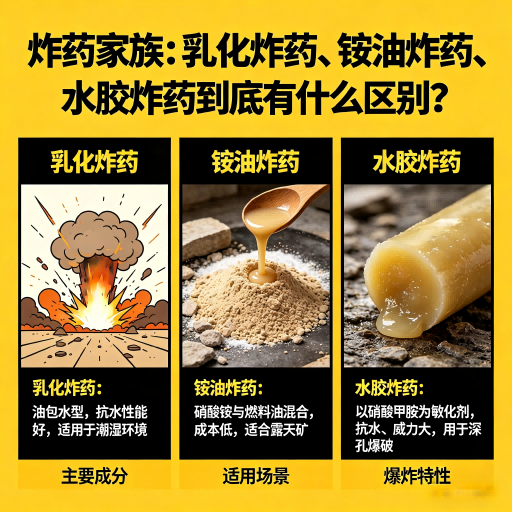 东湖炸药家族：乳化炸药、铵油炸药、水胶炸药到底有什么区别？